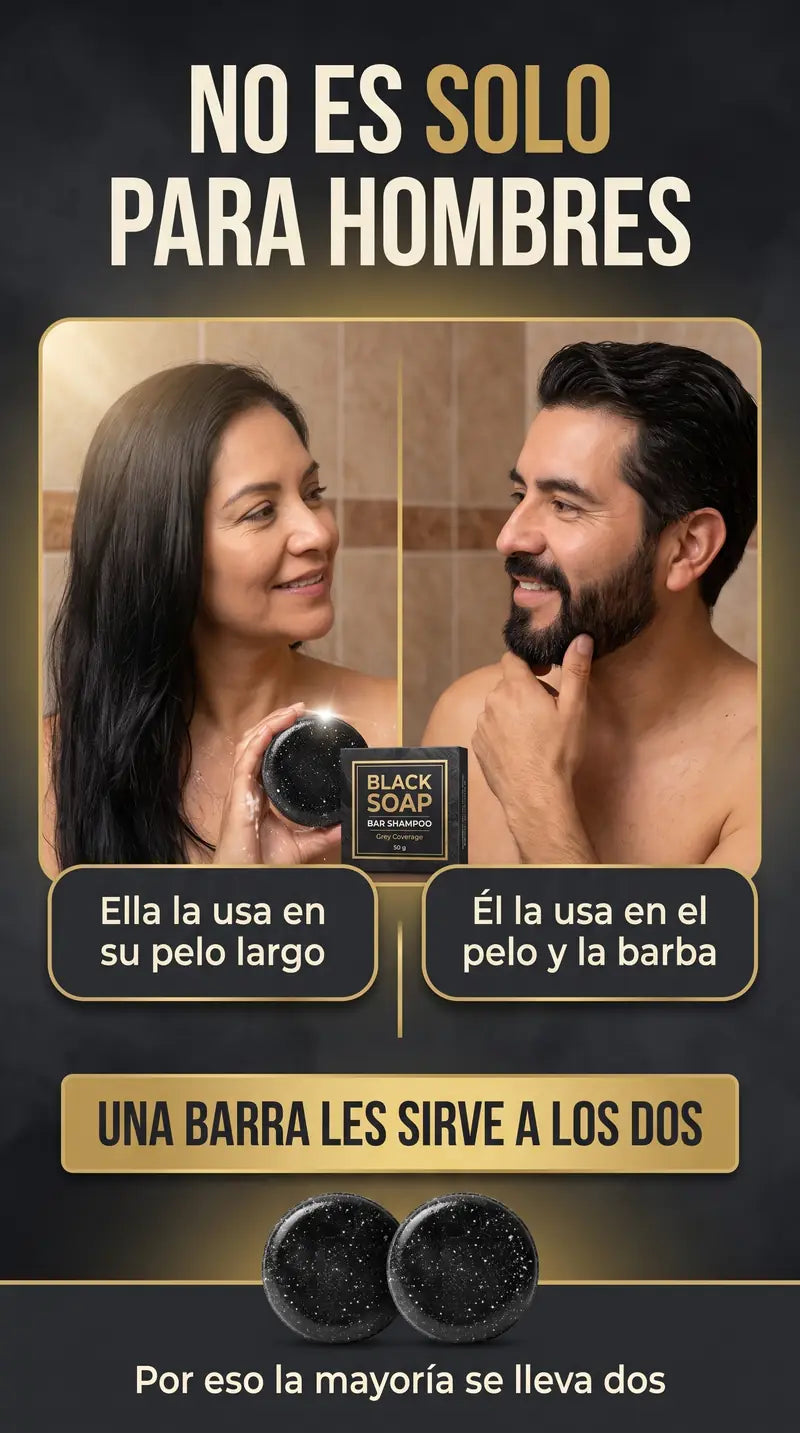 No es solo para hombres: ella la usa en su pelo largo y el en el pelo y la barba, una barra les sirve a los dos