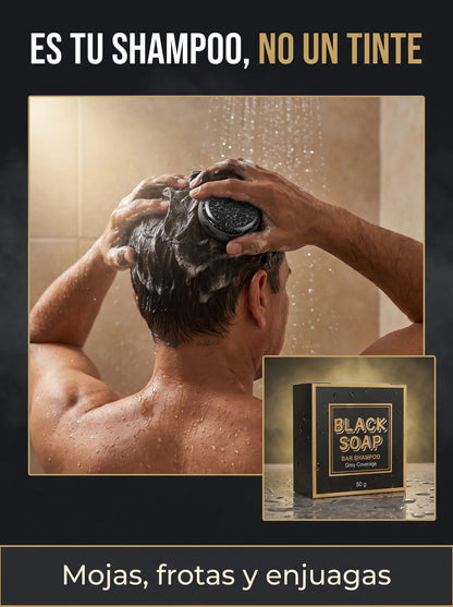 Barra de Shampoo Negro Anti-Canas · Cubre las canas sin tinte (50 g)
