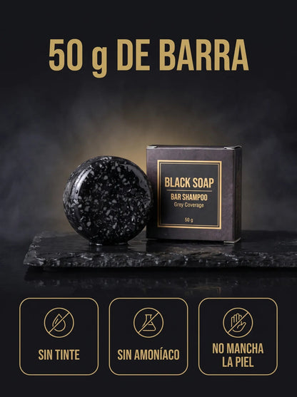 Barra de Shampoo Negro Anti-Canas · Cubre las canas sin tinte (50 g)