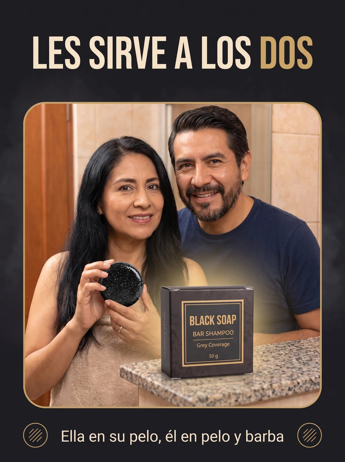 Barra de Shampoo Negro Anti-Canas · Cubre las canas sin tinte (50 g)