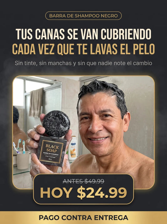 Barra de Shampoo Negro Anti-Canas · Cubre las canas sin tinte (50 g)