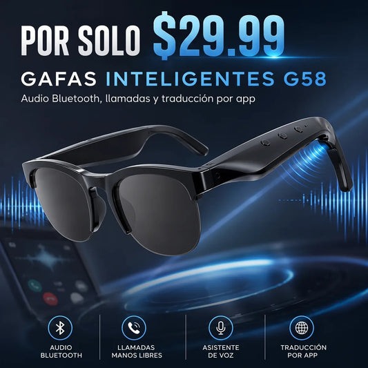 Gafas Inteligentes G58 · Audio Bluetooth, Llamadas y Traducción