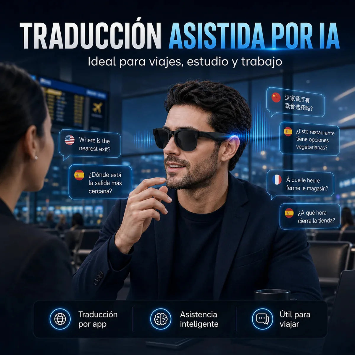 Gafas Inteligentes G58 · Audio Bluetooth, Llamadas y Traducción