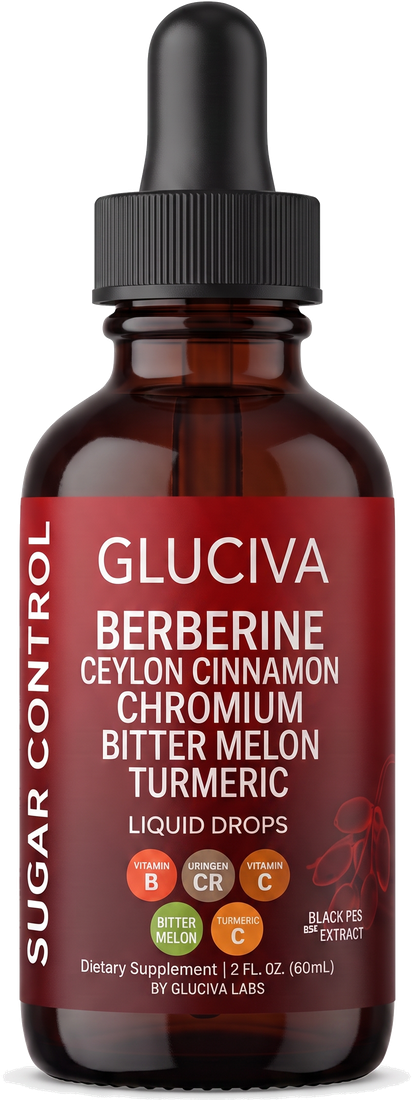 Frasco GLUCIVA de 30 noches: berberina, canela de Ceilan, cromo, melon amargo y curcuma en gotas