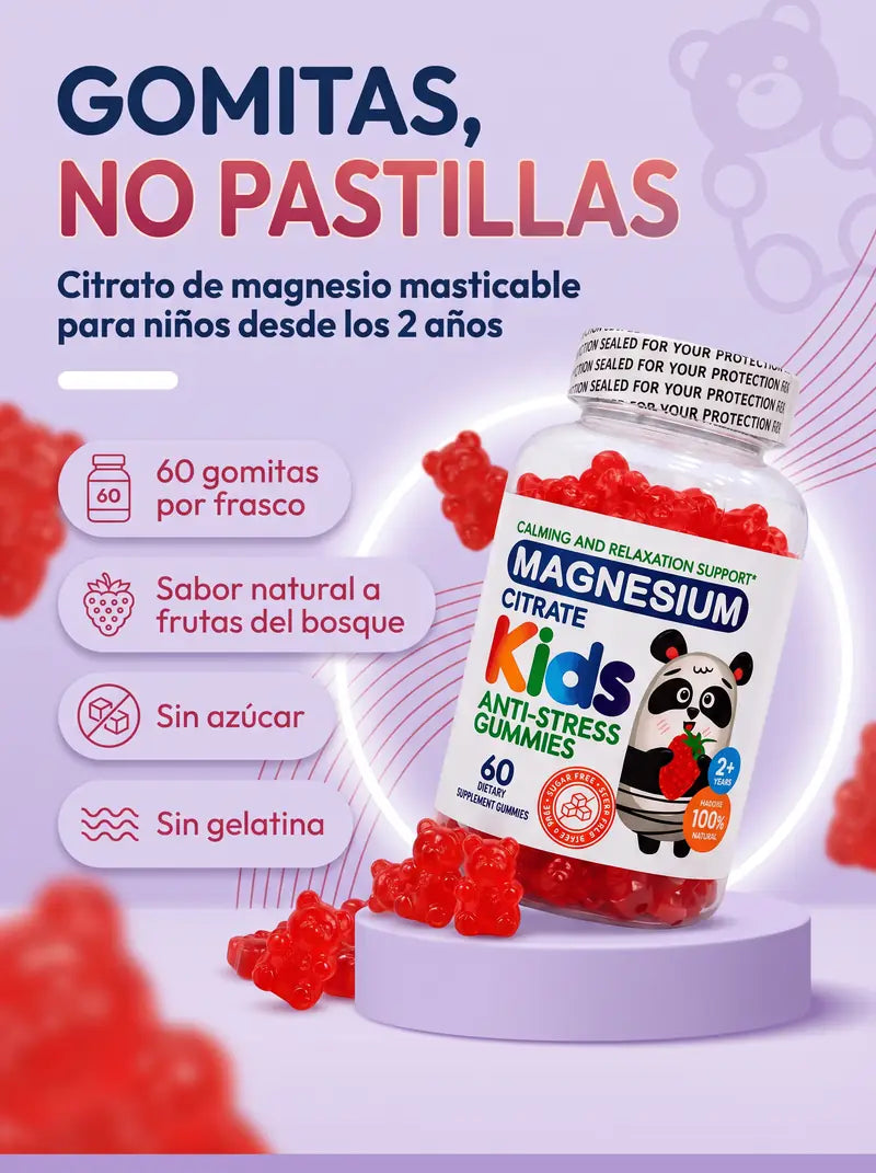 60 gomitas masticables desde los 2 anos, sin azucar