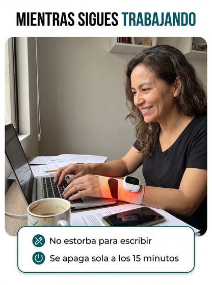 Muñequera Masajeadora con Calor · Alivio para túnel carpiano y tendinitis
