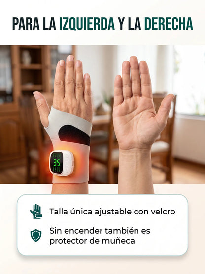 Muñequera Masajeadora con Calor · Alivio para túnel carpiano y tendinitis