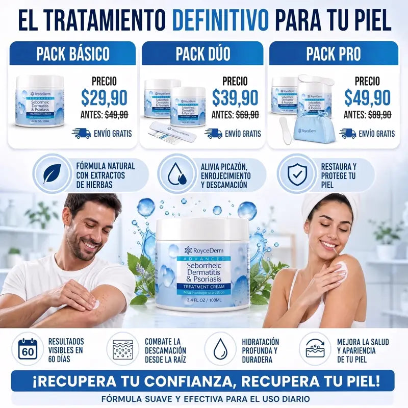 Packs RoyceDerm: Básico $29,90, Dúo $39,90 y Pro $49,90 con envío gratis