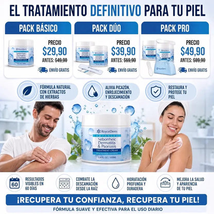 Packs RoyceDerm: Básico $29,90, Dúo $39,90 y Pro $49,90 con envío gratis