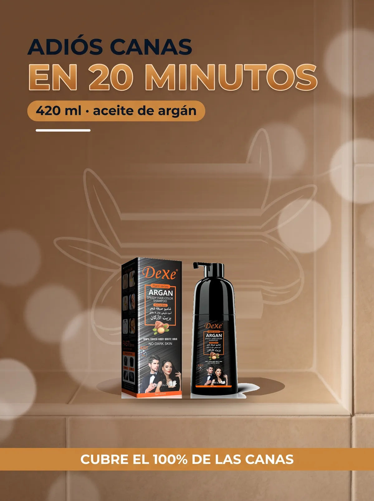 Shampoo cubre canas Dexe Argán 420 ml: adiós canas en 20 minutos