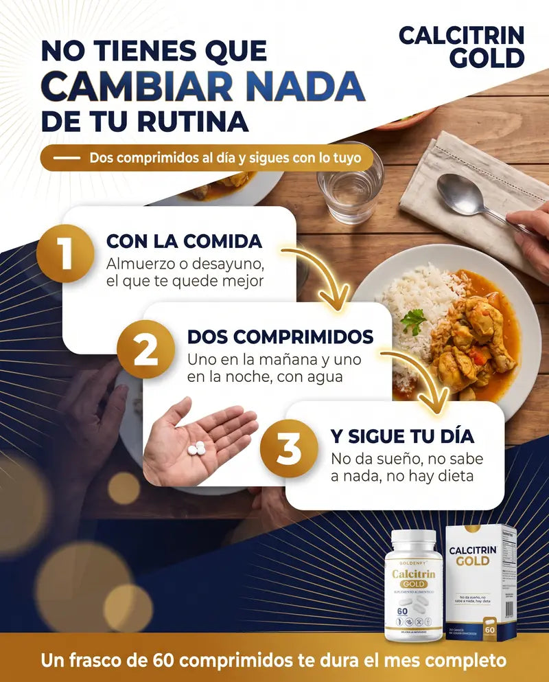 No tienes que cambiar nada de tu rutina: dos comprimidos al dia con la comida