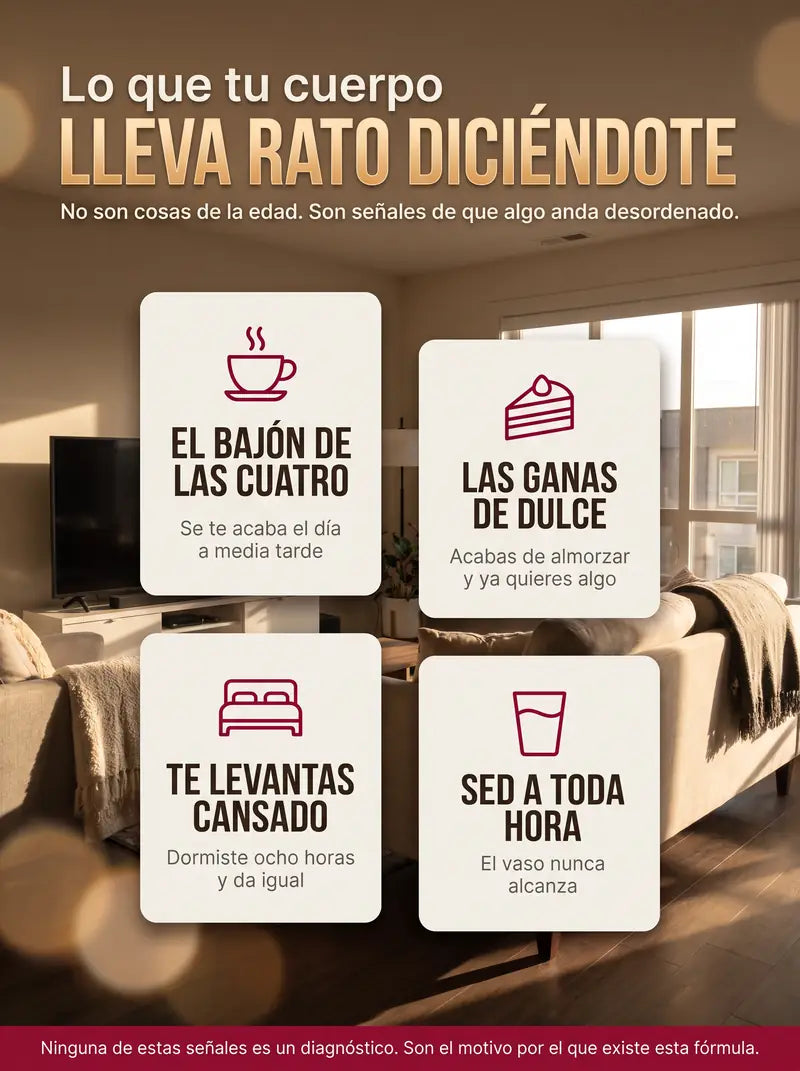 Lo que tu cuerpo lleva rato diciendote: el bajon de las cuatro, las ganas de dulce, te levantas cansado y sed a toda hora