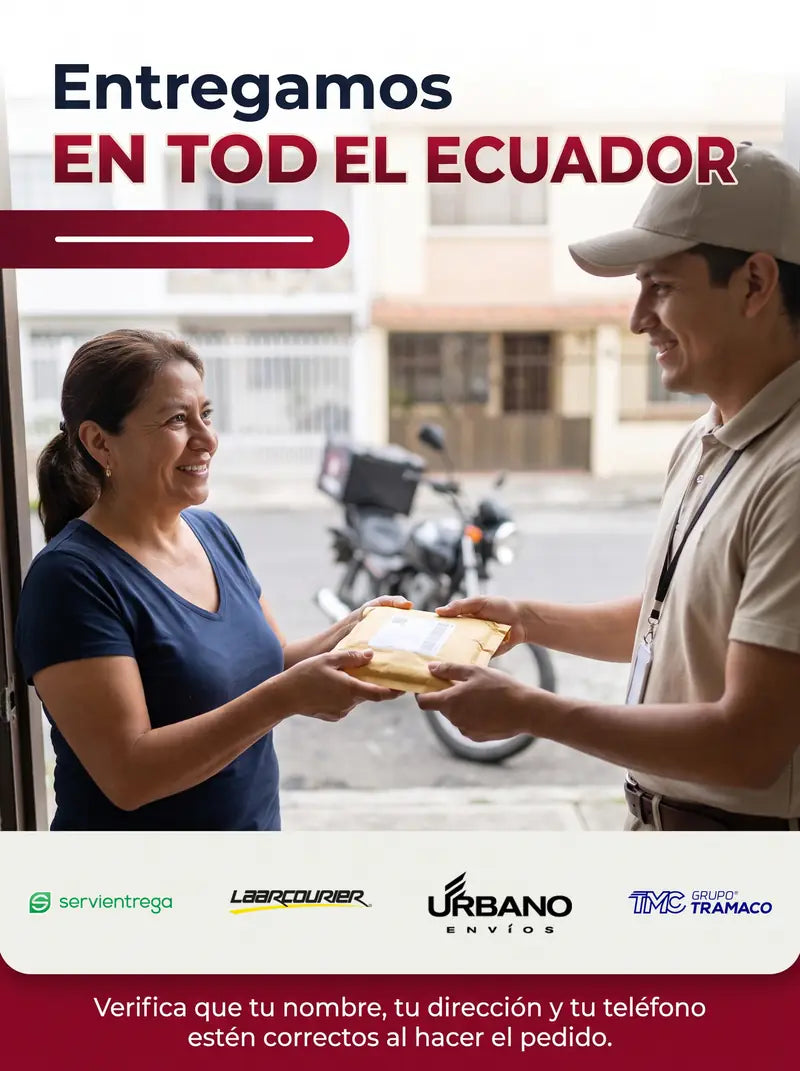 Entregamos en todo el Ecuador con Servientrega, Laar Courier, Urbano y Tramaco: verifica que tus datos esten correctos
