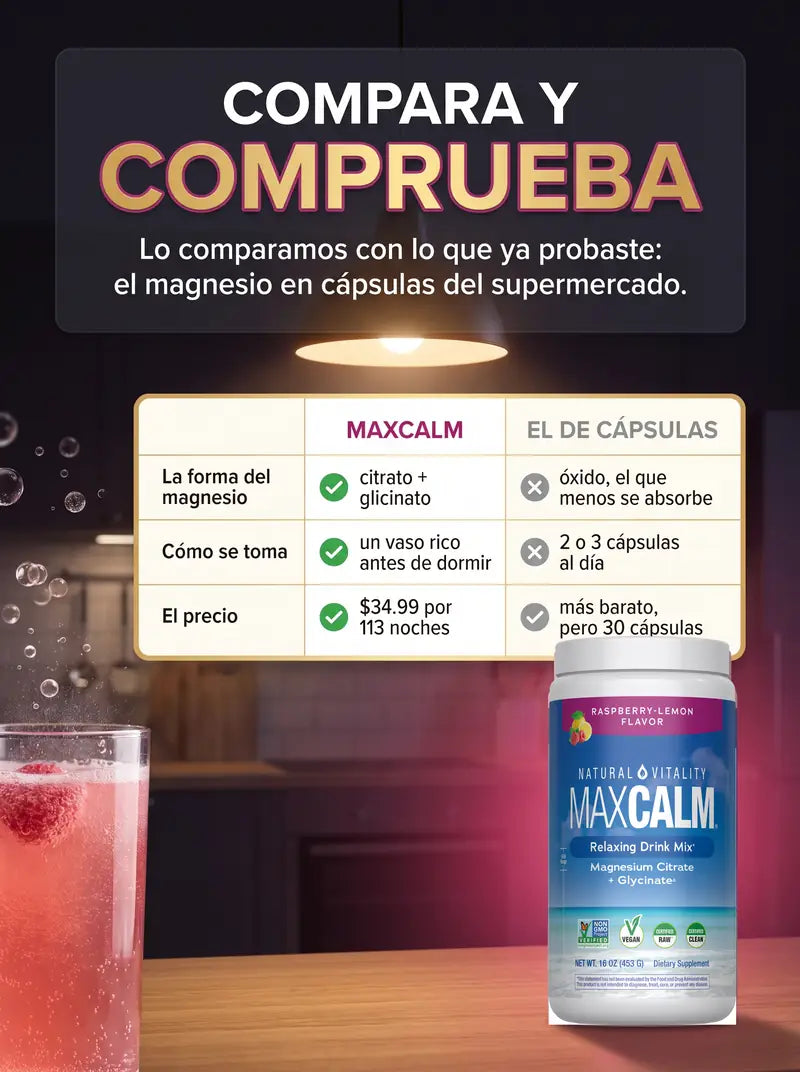 Compara y comprueba: MAX CALM frente al magnesio en capsulas del supermercado