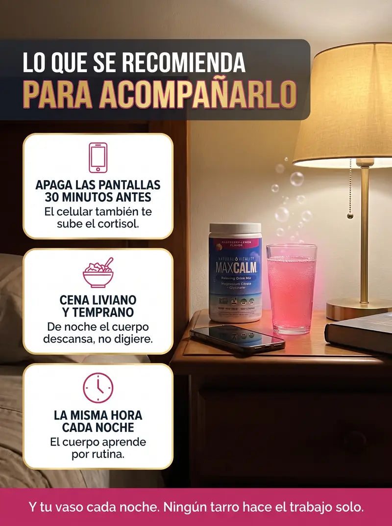 Lo que se recomienda para acompanarlo: apaga las pantallas 30 minutos antes, cena liviano y la misma hora cada noche