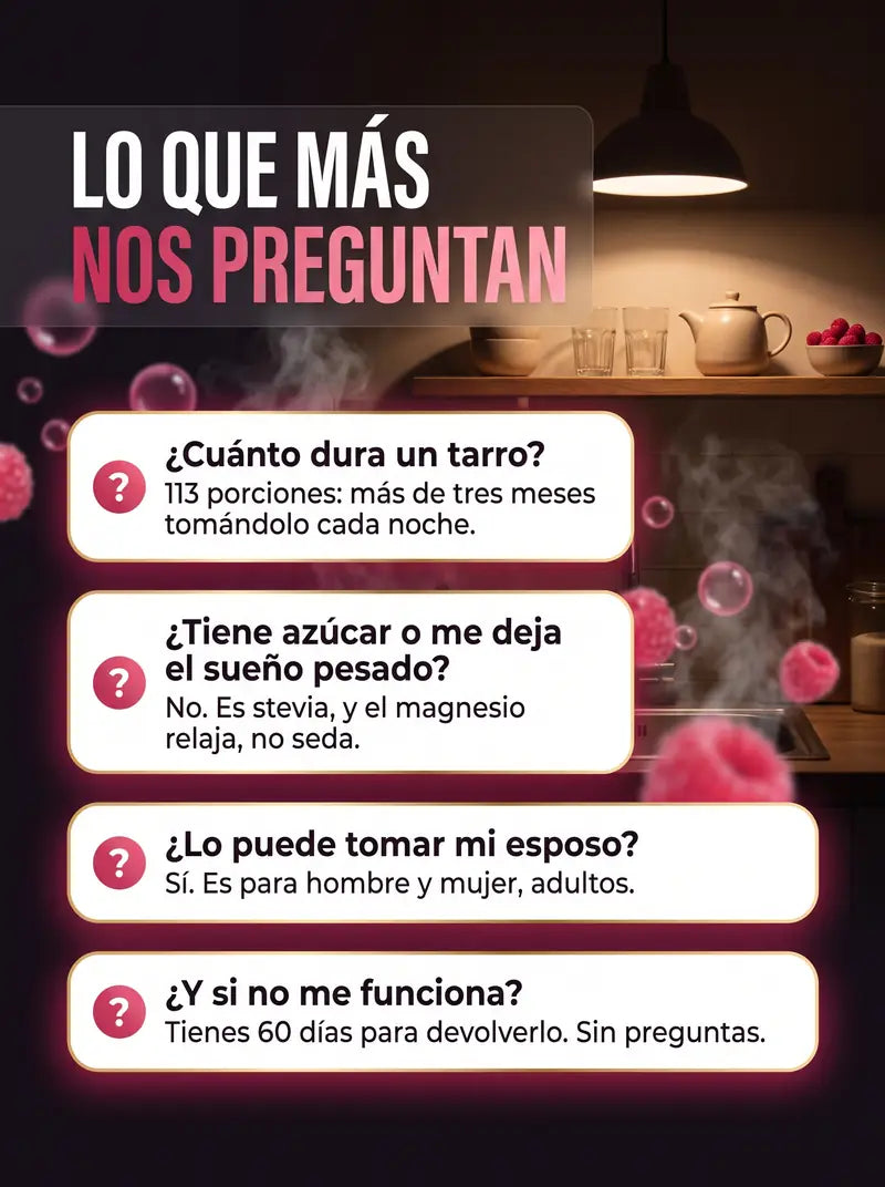 Lo que mas nos preguntan: cuanto dura un tarro, si tiene azucar, si lo puede tomar mi esposo y que pasa si no funciona