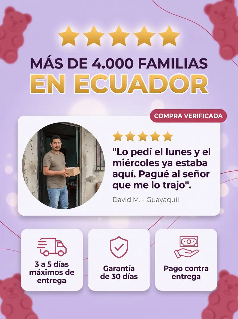Mas de 4.000 familias en Ecuador: resena de David M. de Guayaquil, entrega de 3 a 5 dias, garantia de 30 dias y pago contra entrega