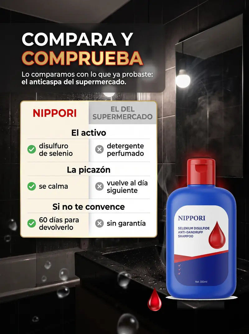 Compara y comprueba: Nippori frente al anticaspa del supermercado