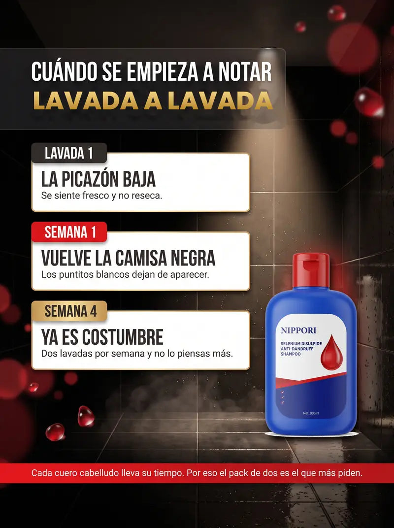 Cuando se empieza a notar: lavada 1 la picazon baja, semana 1 vuelve la camisa negra, semana 4 ya es costumbre