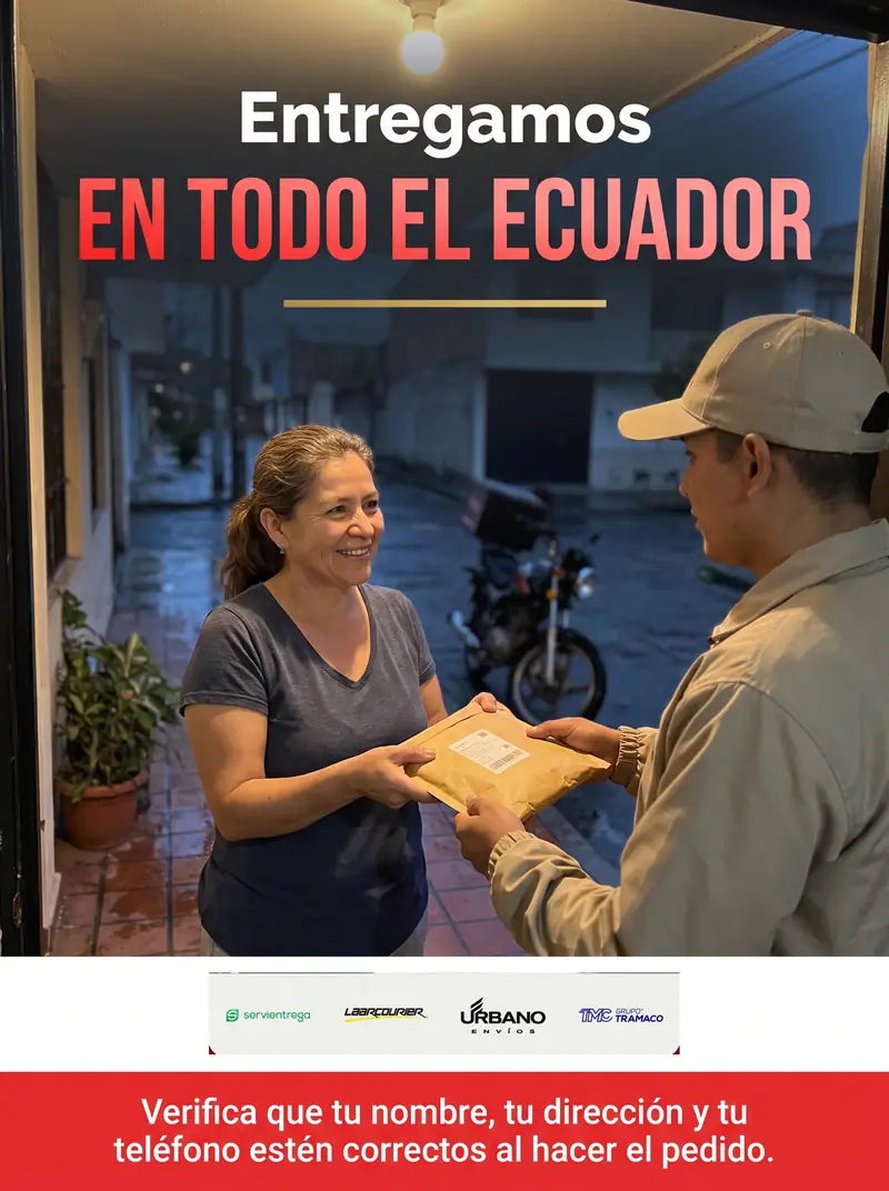 Entregamos en todo el Ecuador con Servientrega, Laar Courier, Urbano y Tramaco