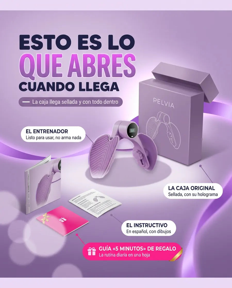 Esto es lo que abres cuando llega: entrenador, caja, instructivo y guia de regalo