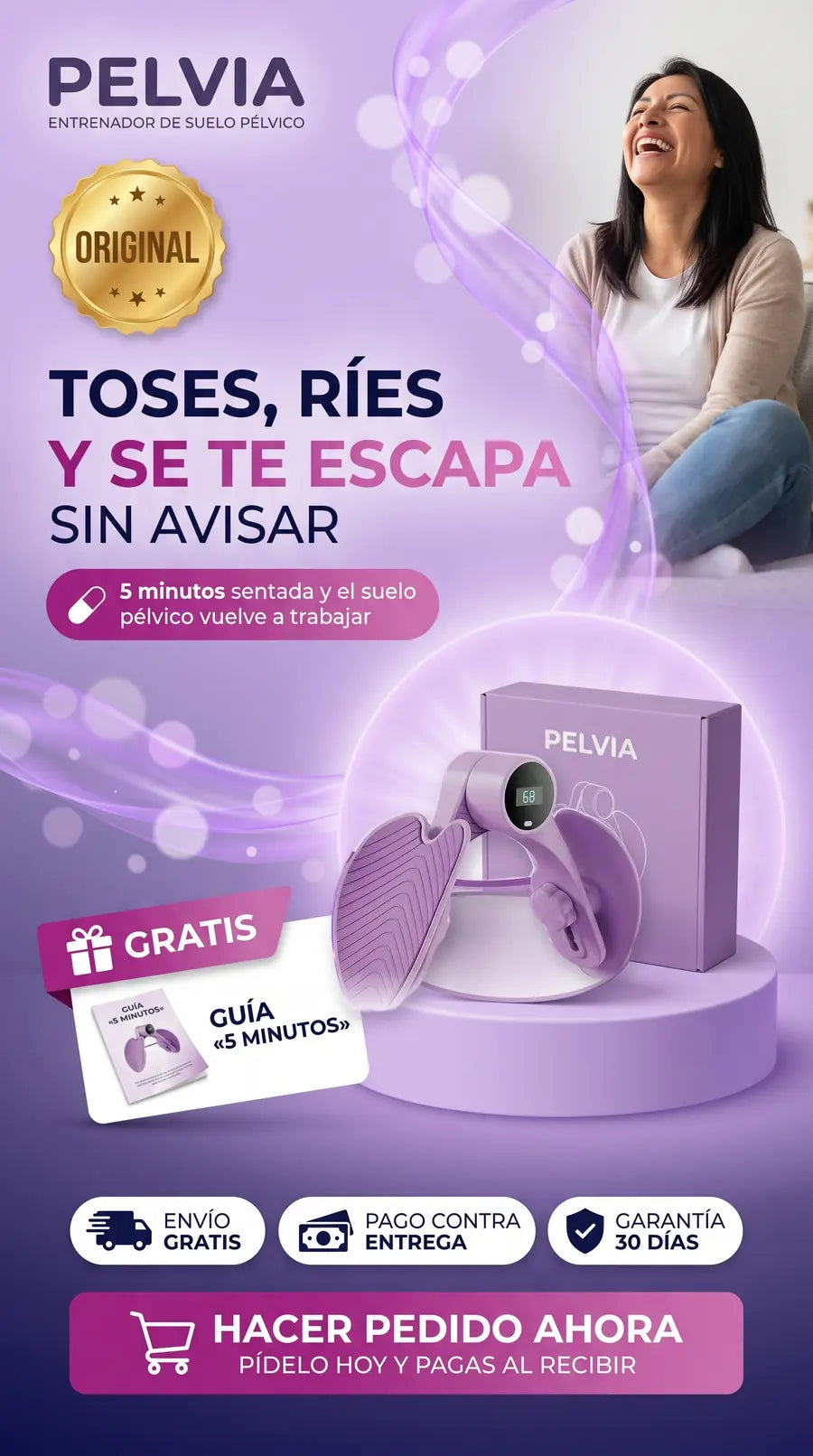 PELVIA: toses, ries y se te escapa sin avisar. 5 minutos sentada