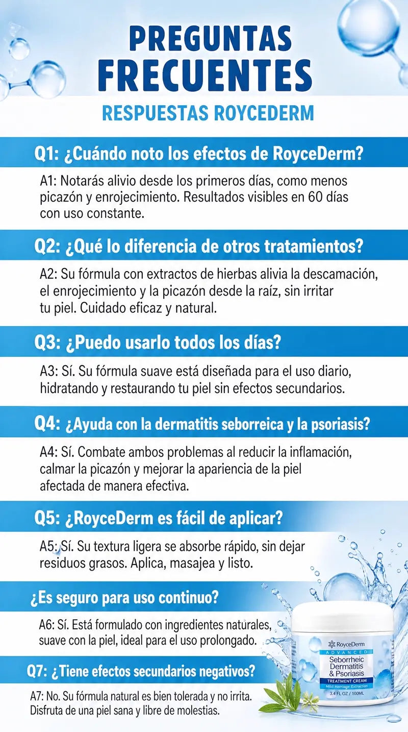 Preguntas frecuentes sobre RoyceDerm
