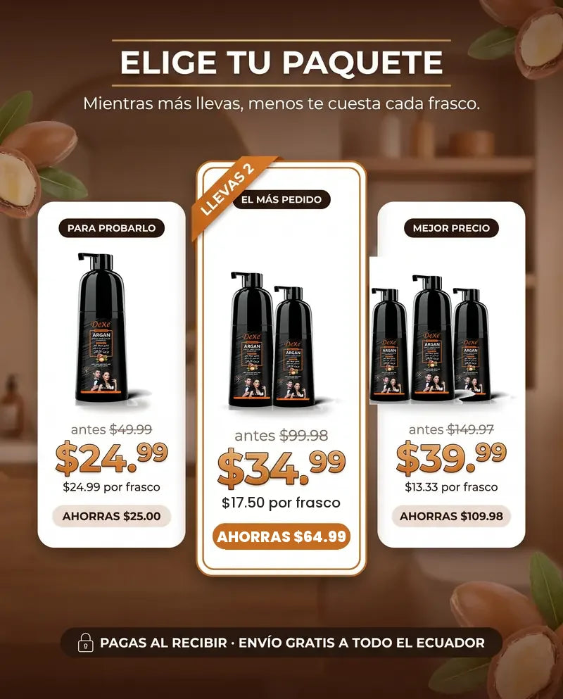 Elige tu paquete: 1 frasco $24.99, 2 frascos $29.99, 3 frascos $39.99