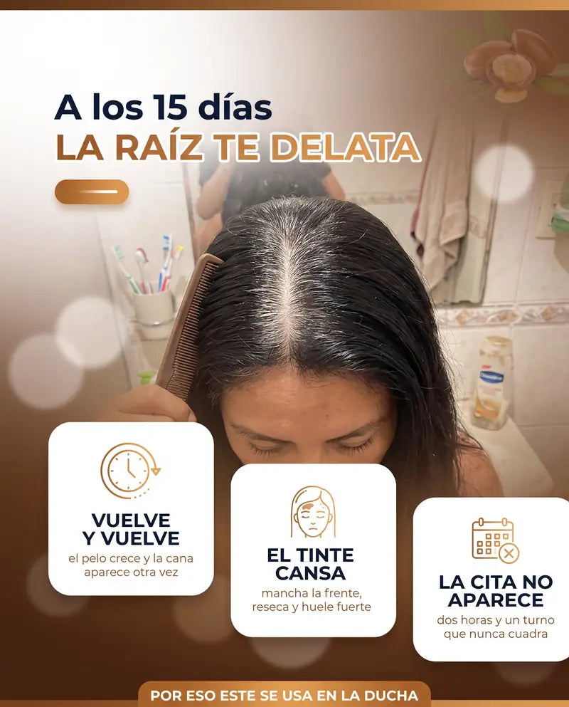 A los 15 dias la raiz te delata: la cana vuelve, el tinte cansa y la cita no aparece