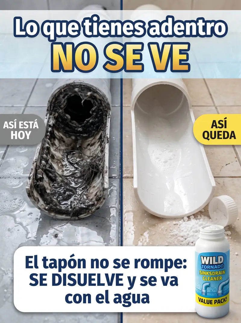 Lo que tienes adentro no se ve: el tapón de grasa y pelo no se rompe, se disuelve y se va con el agua