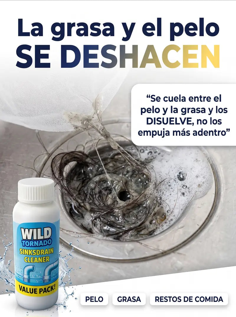 La grasa y el pelo se deshacen: los disuelve en vez de empujarlos más adentro