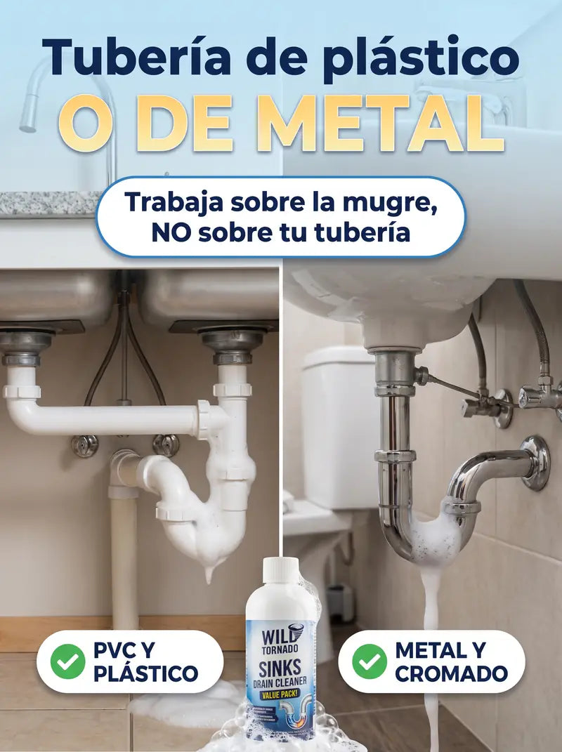 Sirve en tubería de plástico y de metal: trabaja sobre la mugre, no sobre tu tubería