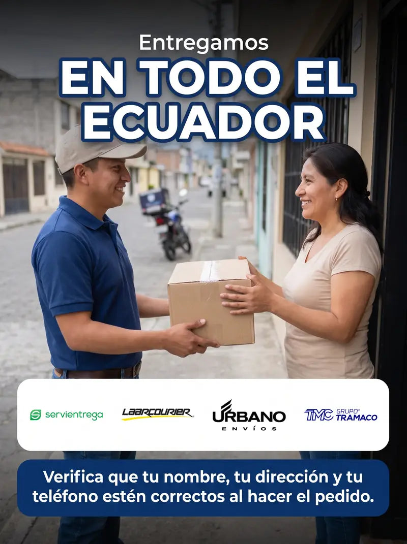 Entregamos en todo el Ecuador con Servientrega, Laar Courier, Urbano y Tramaco